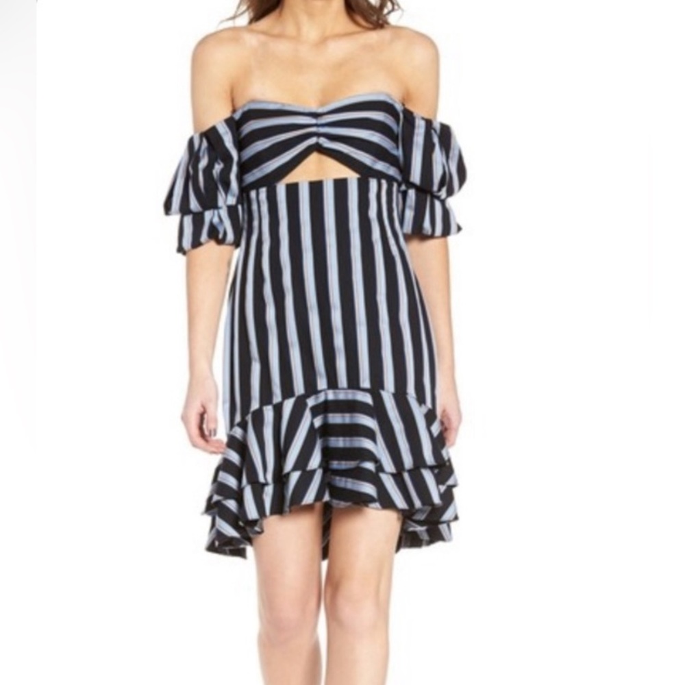 WAYF Teagan striped strapless mini dress